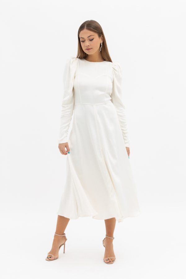 Long sleeved white midi dress Balta