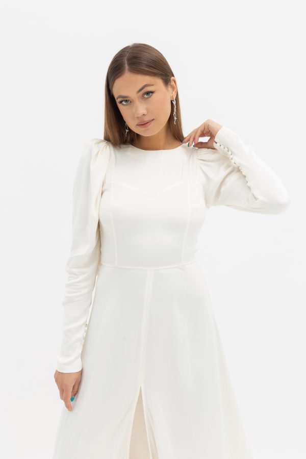 Long sleeved white midi dress Balta