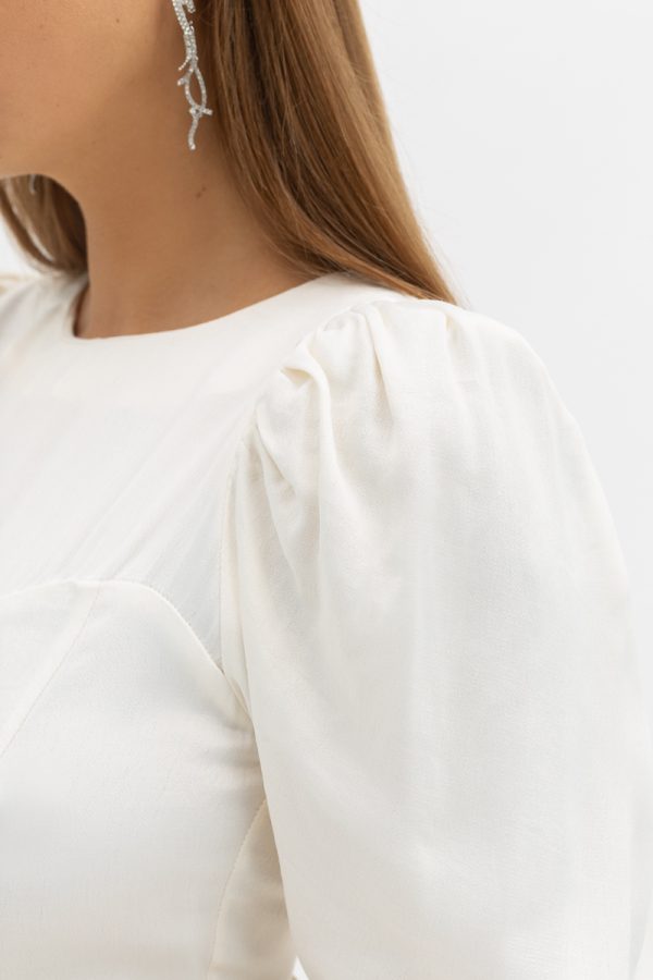 Long sleeved white midi dress Balta