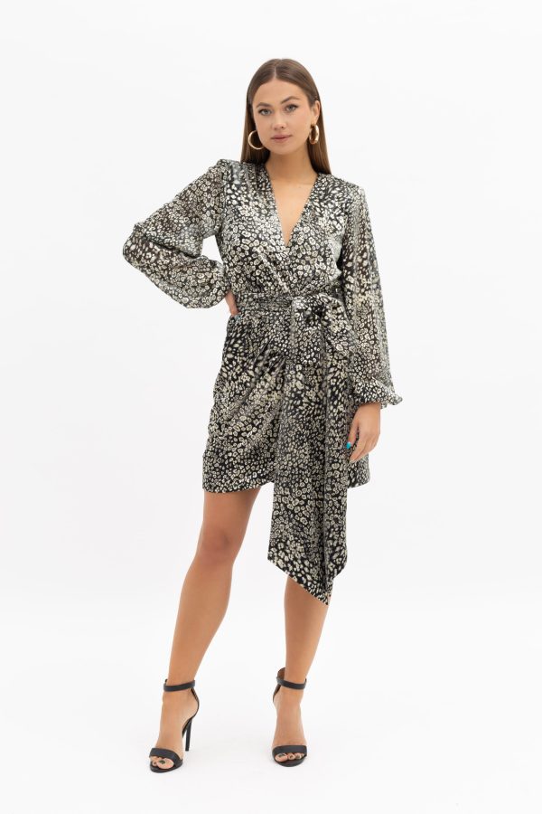 Wrap-effect metallic mesh mini dress Marga