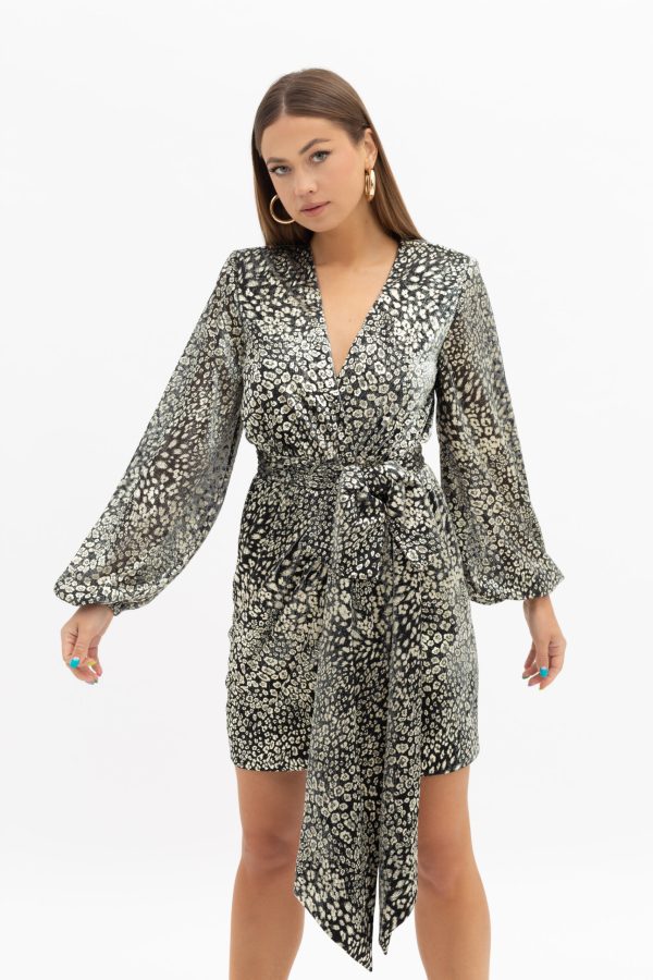Wrap-effect metallic mesh mini dress Marga
