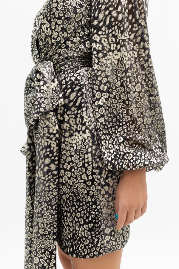 Wrap-effect metallic mesh mini dress Marga