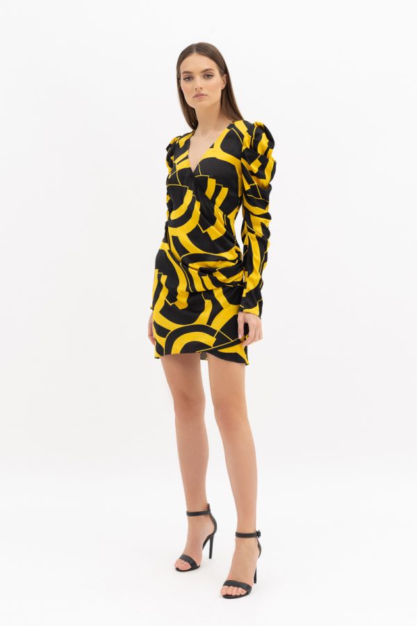 Wrap-effect printed satin mini dress DE LA VALI