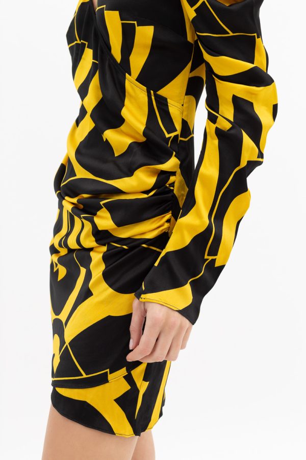 Wrap-effect printed satin mini dress DE LA VALI