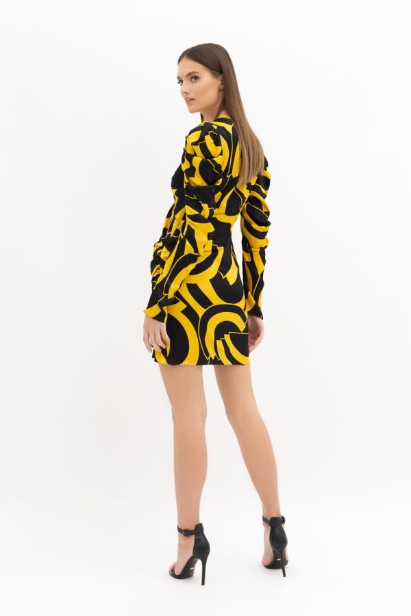 Wrap-effect printed satin mini dress DE LA VALI