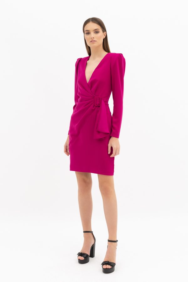 BADGLEY MISCHKA-Wrap-effect crepe dress